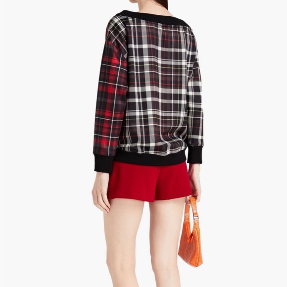 Nwt Alice and Olivia plaid off the shoulder top sz xs Host Pick! - Picture 3 of 4